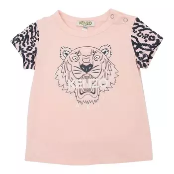 Розовая футболка с логотипом Tiger в полоску KENZO, розовый