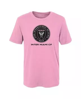 Розовая футболка с основным логотипом Little Boys and Girls Inter Miami CF Outerstuff, розовый