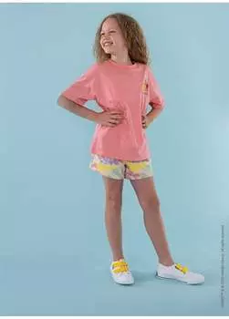 Розовая футболка с принтом для девочек HRBTXT007 Haribo, розовый