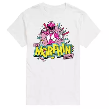 Розовая футболка с рисунком Big & Tall Power Rangers Morphin Time Licensed Character, белый
