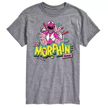 Розовая футболка с рисунком Big & Tall Power Rangers Morphin Time Licensed Character, серый