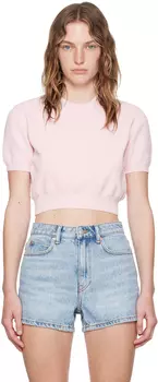 Розовая футболка с тисненым логотипом Alexander Wang