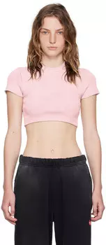 Розовая футболка с тисненым логотипом alexanderwang.t, Washed pink lilac