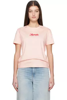 Розовая футболка с вышивкой «Lanvin»