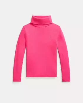 Розовая футболка с высоким воротником для девочки Polo Ralph Lauren