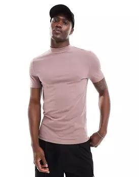 Розовая футболка скинни с высоким воротником ASOS DESIGN Essential
