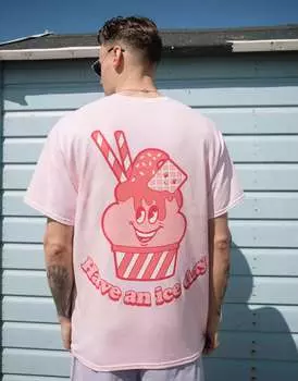 Розовая футболка унисекс с рисунком мороженого Have a Ice Day Batch1