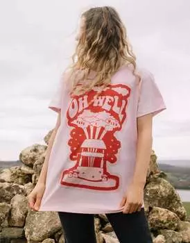 Розовая футболка унисекс с рисунком oh well Batch1