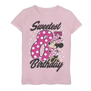 Розовая футболка в горошек с рисунком Disney's Minnie Mouse для девочек 4–16 лет на 8-й день рождения, розовый