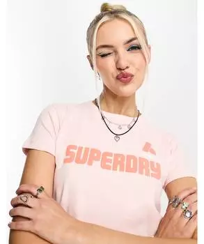 Розовая футболка в стиле 90-х с графическим принтом Superdry