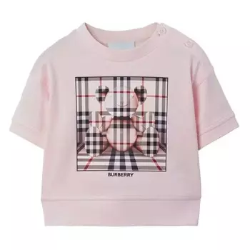 Розовая хлопковая футболка Burberry, розовый