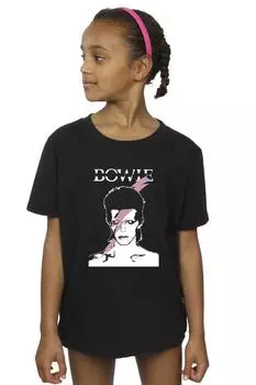 Розовая хлопковая футболка Flash David Bowie, черный
