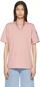 Розовая хлопковая футболка Moncler