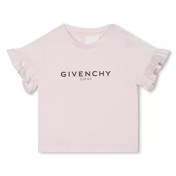 Розовая хлопковая футболка с рюшами Givenchy, розовый