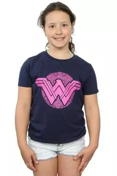 Розовая хлопковая футболка Wonder Woman с мозаикой DC Comics, темно-синий