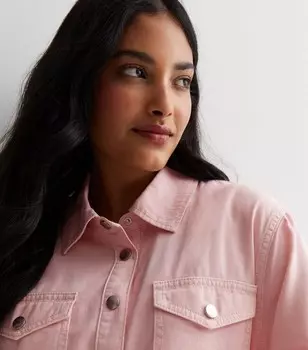 Розовая хлопковая рубашка оверсайз New Look, розовый
