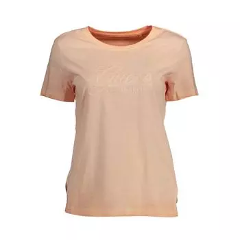 Розовая хлопковая женская футболка Guess Shoes