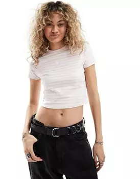 Розовая и белая полосатая детская футболка Guess Originals