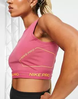 Розовая и оранжевая сезонная майка Nike Pro Training