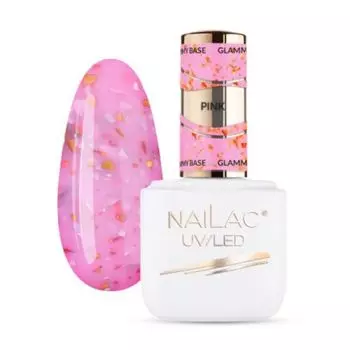 Розовая каучуковая основа, 7 мл Nailac Glammy base, цвет pink