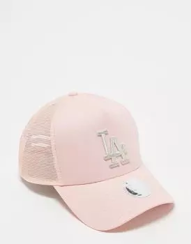 Розовая кепка дальнобойщика с металлизированным логотипом New Era Los Angeles Dodgers