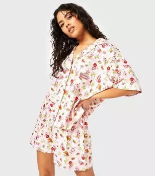 Розовая клубничная рубашка Skinnydip Shortcake Skinnydip, ярко-розовый