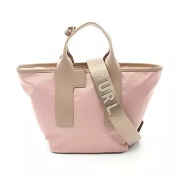 Розовая кожаная большая сумка из нейлоновой парусины Furla