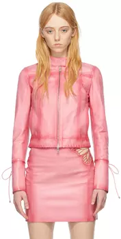Розовая кожаная куртка Blumarine