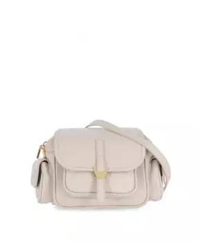 Розовая кожаная сумка через плечо с карманами с клапанами Coccinelle, розовый