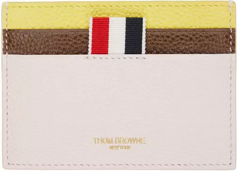 Розовая кожаная визитница Thom Browne