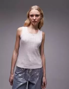 Розовая кружевная майка с круглым вырезом Topshop