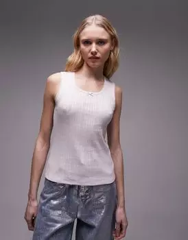 Розовая кружевная майка с круглым вырезом Topshop