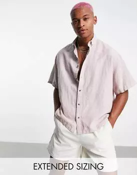 Розовая льняная рубашка свободного кроя свободного кроя ASOS DESIGN