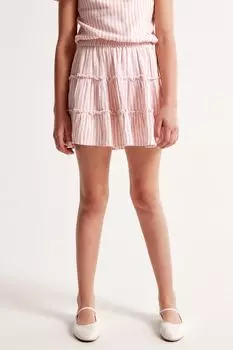Розовая льняная юбка в полоску с резинкой на талии Abercrombie & Fitch, розовый