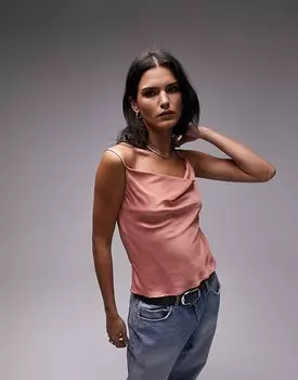 Розовая майка с капюшоном Topshop