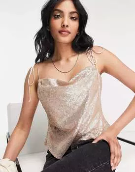 Розовая майка с пайетками в стиле 90-х годов River Island