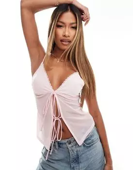 Розовая майка с разрезом спереди ASOS DESIGN