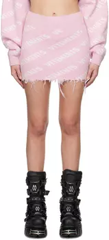 Розовая мини-юбка с эффектом потертости VETEMENTS