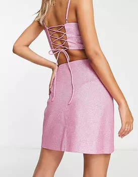 Розовая мини-юбка с блестками The Frolic