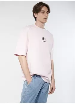 Розовая мужская футболка с круглым вырезом с принтом Mavi