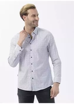 Розовая мужская рубашка с нижним воротником с принтом MATLA Pierre Cardin, розовый