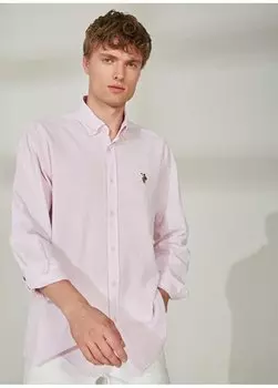 Розовая мужская рубашка с воротником на пуговицах Comfort Fit MUBUS U.S. Polo Assn., розовый