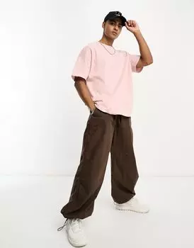 Розовая объемная футболка с эффектом кислотной стирки Another Influence