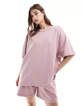 Розовая объемная футболка с завязками на спине ASOS DESIGN Circular Design Collection