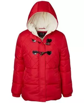 Розовая платиновая стеганая куртка-пуховик с капюшоном для больших девочек Wippette