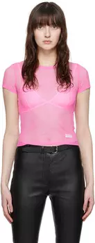 Розовая полупрозрачная футболка Alexander Wang