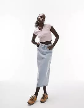 Розовая повседневная футболка с v-образным вырезом Topshop Petite