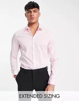 Розовая рабочая рубашка узкого кроя стрейч ASOS DESIGN
