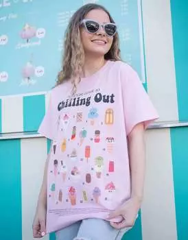 Розовая расслабляющая футболка унисекс с гидом по мороженому Batch1