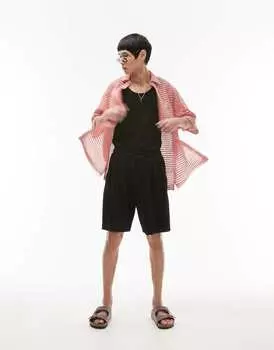 Розовая рубашка оверсайз крючком Topman